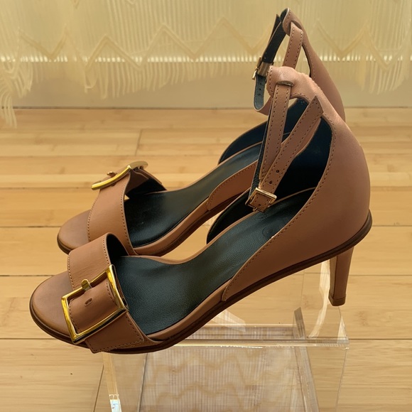 ๐ค๐ค Tibi Ilana Leather Stiletto Sandals - Sz 35.5 - Neutral Heel ๐ค๐ค - Picture 10 of 15